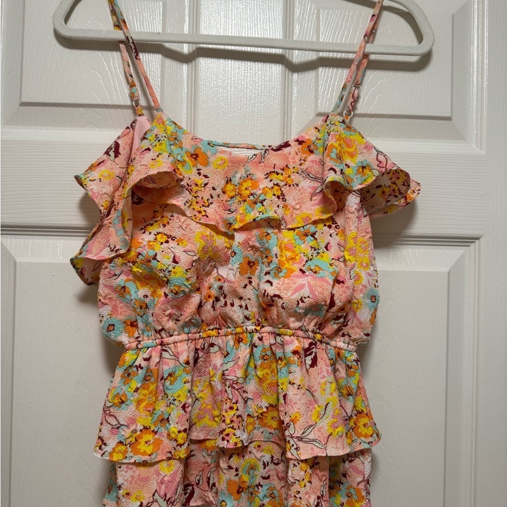 Floral Ruffle Sleeveless Top